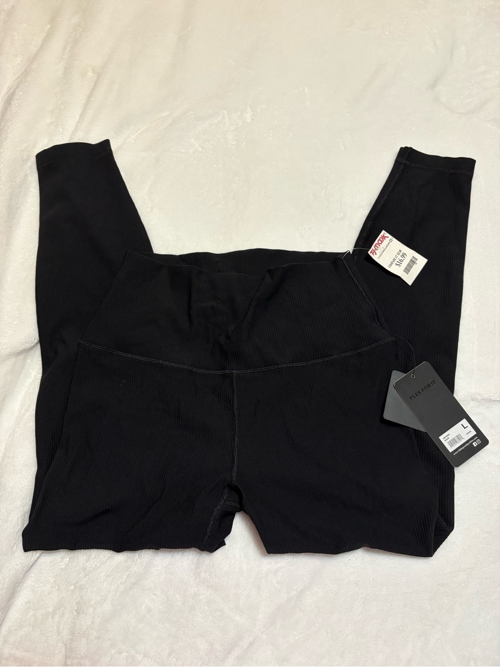 NWT 90 DEGREE BY REFLEX BLACK RIBBED HIGH-WAISTED LEGGINGS